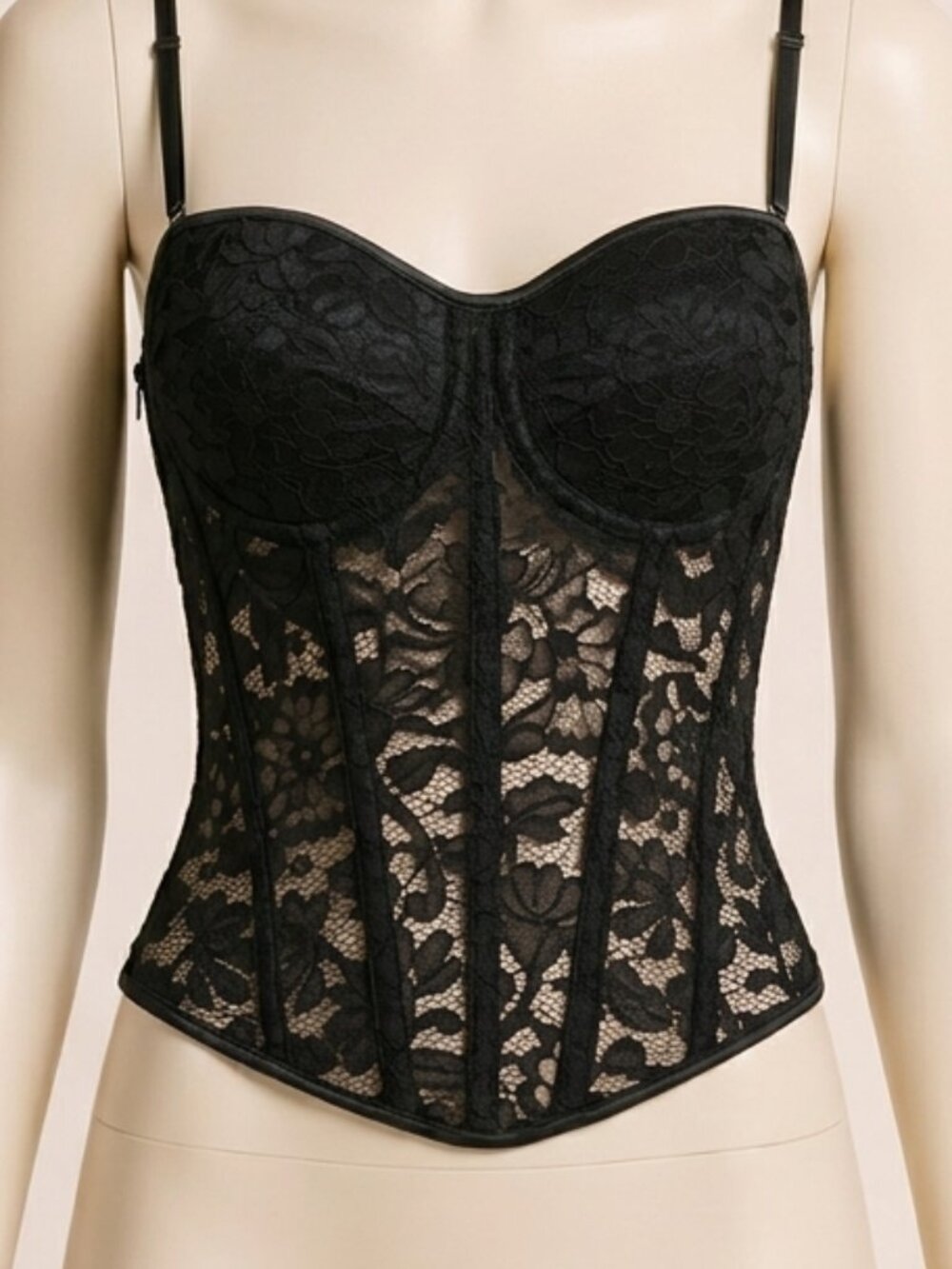BENGUP Black Lace Corset Bustier Top Size S Strappy Elegant New Sealed